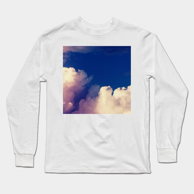 Blue Sky, Clouded Sky Scene, Vintage Wall Art, Cloudy Sky Landscape, Sunny Sky Long Sleeve T-Shirt by Nature-Arts